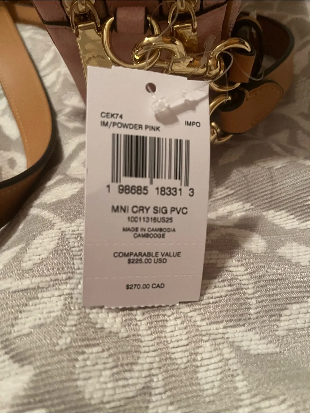 NWT Coach Powder Pink Mini Carey